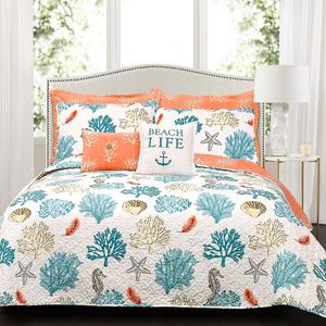 Комплект одеял с пышным декором в прибрежном рифе Lush Decor, синий