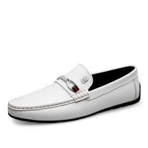 LAORENTOU Повседневные кожаные туфли мужские низкие черно-белые белые, цвет White