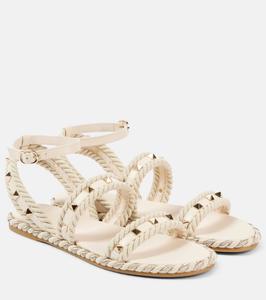 Сандалии Rockstud Torchon из кожи Valentino Garavani, Light Ivory