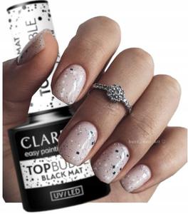 Claresa Top Bubble Black Mat No Wipe Matt Hybrid Top Black Dots Puderek