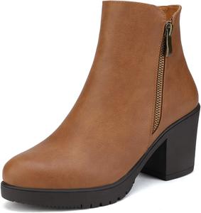 Женские ботильоны DREAM PAIRS с массивным каблуком и платформой, осенние короткие ботинки на каблуке, Tan/Pu