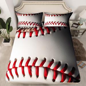 Erosebridal Комплект постельного белья Baseball с 3D принтом в спортивной тематике для детей и подростков, белый, Multi 06