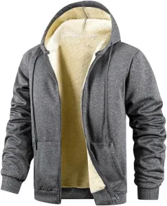 Мужская зимняя толстая флисовая худи на молнии