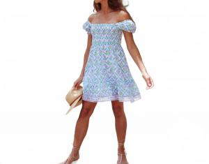 Thea Mini Dress In Turquoise Purple Diamond BELL