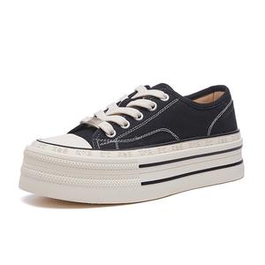 SENJIALUO Женские черные низкие кросcовки из парусины с защитой от истирания, дышащие и нескользящие, цвет Black