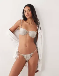 Плавки бикини Mango цвета шампанского с завязками по бокам