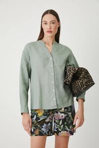 Льняная блузка Medicine, зеленый