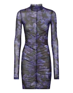 Мини-платье с длинными рукавами и цветами PHILIPP PLEIN, черный