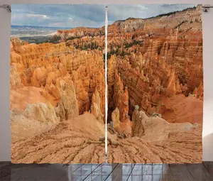 Шторы ABAKUHAUS Рустикальный пейзаж, Брайс-Каньон, универсальные ленточные шторы для гостиной с петлями и крючками, 280 x 225 см, цвет корицы, синий, серый Abakuhaus