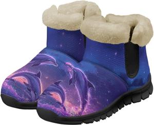 Зимние ботинки Jeiento Dolphin для женщин, теплые, уютные, утепленные слипоны для прогулок, Dolphin Animal