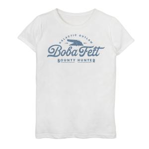 Футболка с рисунком «Охотник за головами» для девочек 7–16 лет, «Звездные войны», «Книга Бобы Фетта» Star Wars, белый
