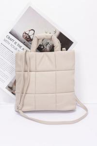 Стеганая сумка-тоут из искусственной кожи с мягкой подкладкой FASHNZFAB, бежевый