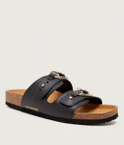 Кожаные тапочки Love Moschino, черный