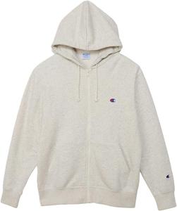 Мужская толстовка Champion C3-W104Z на молнии, с длинными рукавами, флисовой подкладкой, логотипом One Point, с капюшоном на молнии, базовая модель, овсяный