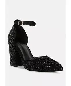 CULVER Женские босоножки-лодочки на устойчивом каблуке с декоративными стразами Rag & Co, черный