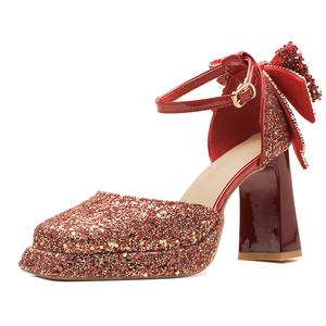 Zubumei Женские туфли на платформе с массивным каблуком красные, цвет Red