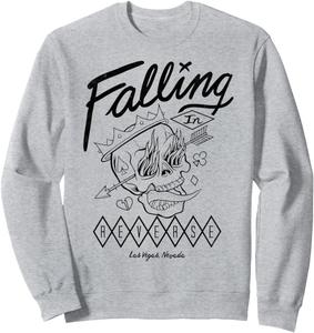 Толстовка с изображением огненного черепа Falling In Reverse, серый