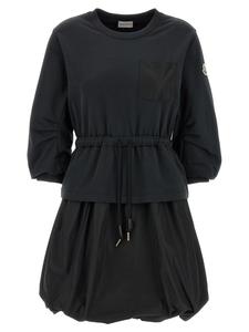 Платье из двух материалов MONCLER, черный