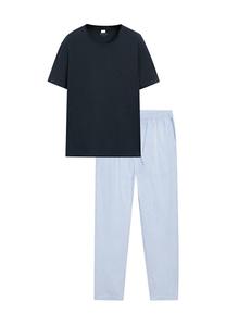 Пижамный комплект Massimo Dutti SHORT SLEEVE AND STRIPED SET, Blue