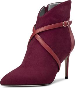 Женские ботильоны Castamere с высоким каблуком, заостренным носком, короткие ботинки с перекрестным ремешком, застежкой-молнией и комбинированной отделкой, на каблуке 8 см, для вечернего выхода