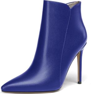 Женские ботильоны WAYDERNS с боковой молнией, заостренным носком, матовыми, на шпильке, 4 дюйма, Royal Blue