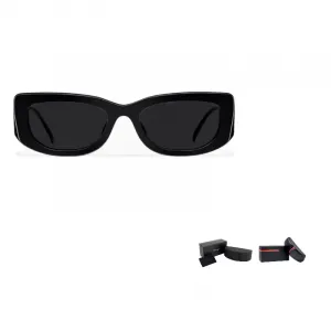 PRADA Прямоугольные солнцезащитные очки, Black