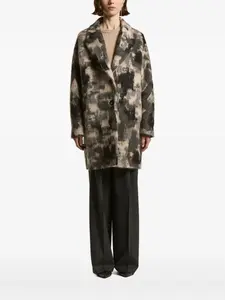 Шерстяное пальто с графическим принтом Peserico, коричневый