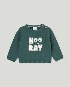 Детский свитер с круглым вырезом и надписью Corneli для мальчика Baby El Corte Inglés, зеленый