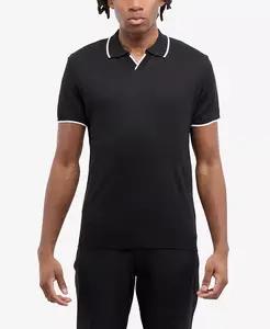 Мужской джерси-поло с коротким рукавом и воротником Johnny SPRING + MERCER, черный