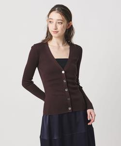 Шелковый ребристый кардиган с V-образным вырезом United Arrows, цвет Dk Brown