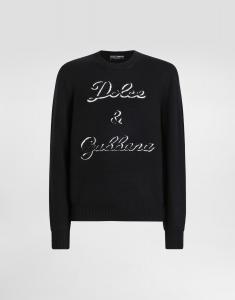 Шерстяной пуловер с интарсией Dolce & Gabbana, черный