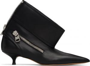 Женские ботильоны с острым носком - сапожки на невысоком каблуке с молнией и отворотом - модные ботильоны из искусственной кожи с боковой молнией для осени и зимы Foklysp, Black