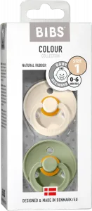 Соска Цветная Латексная круглая кремово-зеленая размер. 1 0-6 месяцев 2шт. BIBS