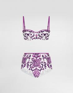 Бикини с принтом "майолика" и мягкими чашечками Dolce & Gabbana, мультиколор