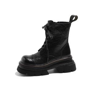 Ботинки женские на платформе коричневые Мартин с меховой подкладкой 7 см MIS DANNY