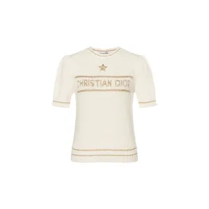 Свитер с коротким рукавом и интарсией логотипа DIOR, золото
