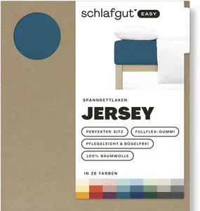 Простыня Schlafgut "EASY из 100% хлопка, мягкая и впитывающая, фирменная простыня", для матрасов высотой до 22 см, размером 90x200, 140x200 или 180x200 см 180-200х200 см, 1 шт., цвет Petrol Deep