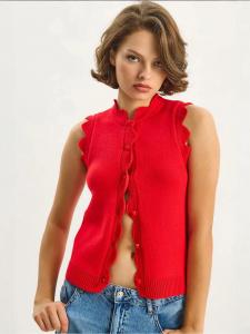 Bianco Lucci Вязаный жилет красного цвета