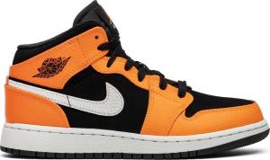 Кроссовки Air Jordan 1 Retro Mid GS Orange Black, оранжевый