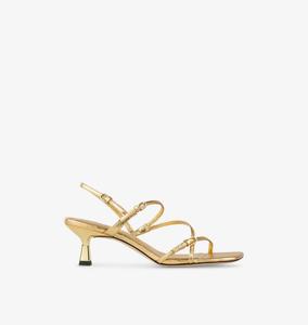 Босоножки из кожи на каблуке Strappy 65 Sandro, цвет naturels