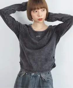 tiptop/Sulfur dyed gathered logo long sleeve T-shirt