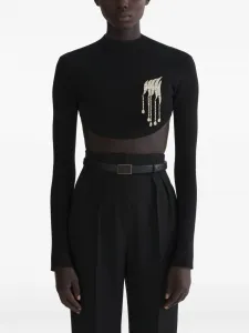Укороченный декорированный топ Mugler, черный