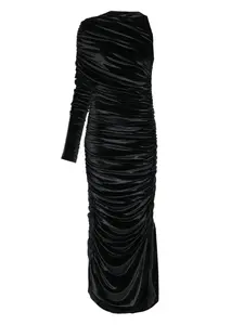 Платье миди с драпировкой на одно плечо Mugler, черный