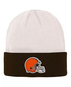 Кремово-коричневая вязаная шапка с костяными манжетами для мальчиков и девочек Cleveland Browns Outerstuff
