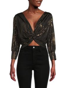 Укороченный топ с закрученной крышкой из золотой фольги Renee C., черный