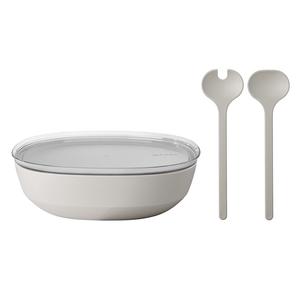 Салатница Сервировочная миска с крышкой и комплектом салатных приборов Silueta 4000 мл Mepal, Nordic White