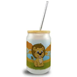 Стакан для питья Львенок с бамбуковой крышкой speecheese
