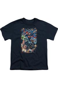 Футболка с коротким рукавом для детей "Лига справедливости Америки: Под атакой" Gildan, темно-синий