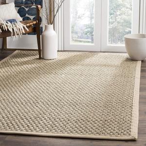 Ковер SAFAVIEH, 122 x 183 см, - коллекция Natural Fiber - Natural & Beige, Seagrass, узор Basketweave с каймой (NF114A)