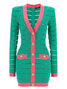 Вязаное платье в двух тонах BALMAIN, зеленый